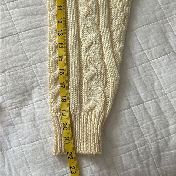 WoolOvers Men’s XL Fisherman Cable Knit Wool Sweater Cream Ivory Aran Pullover - Picture 11 of 13